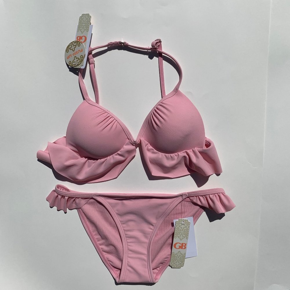 GB Pink Ruffle Bikini Push Up Set